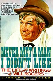 Cover of: Never met a man I didn't like by Joseph H. Carter