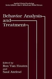 Cover of: Behavior analysis and treatment