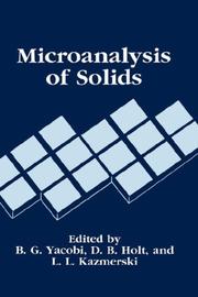 Cover of: Microanalysis of solids