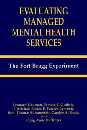 Cover of: Evaluating Managed Mental Health Services by Leonard Bickman, C.S. Breda, Edward Morgan Forster, P.R. Guthrie, C.A. Heflinger, E.W. Lambert, Wm.T. Summerfelt