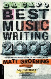 Cover of: Da Capo Best Music Writing | 