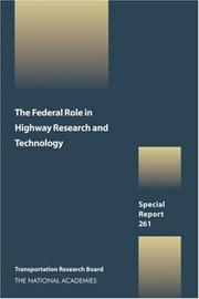 Cover of: The Federal Role in Highway Research Amd Technology by National Research Council (US)