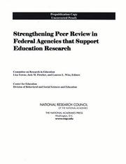 Cover of: Strengthening Peer Review in Federal Agencies That Support Education Research by Committee on Research in Education, National Research Council (US)