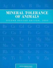 Cover of: Mineral Tolerance of Animals by Committee on Minerals and Toxic Substances in Diets and Water for Animals, National Research Council (US)
