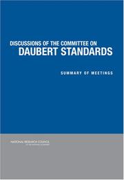 Cover of: Discussions of the Committee on Daubert Standards | Committee on Daubert Standards
