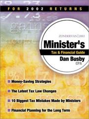 Cover of: Zondervan 2003 Minister's Tax & Financial Guide (Zondervan Minister's Tax & Financial Guide) by Dan Busby