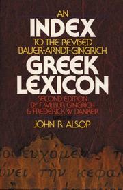 Cover of: Index to the Revised Bauer-Arndt-Gingrich Greek Lexicon, An