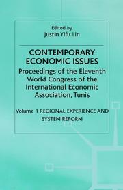 Cover of: Contemporary Economic Issues, (Iea Volume 121): Volume 1: Regional Experience and System Reform (International Economic Association Conference Volumes)