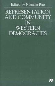 Cover of: Representation and Community in Western Democracies