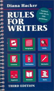 Cover of: Rules for Writers: 1999 Mla Update