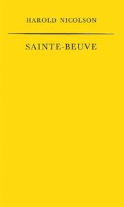Sainte-Beuve by Harold Nicolson