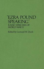 Cover of: "Ezra Pound Speaking": Radio Speeches of World War II (Contributions in American Studies)