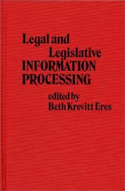 Cover of: Legal and legislative information processing