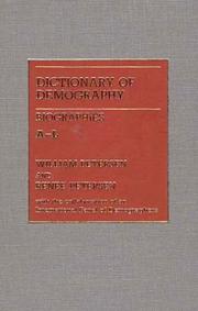 Cover of: Dictionary of Demography/Biographies: 2 Vols