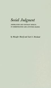 Cover of: Social judgment by Muzafer Sherif