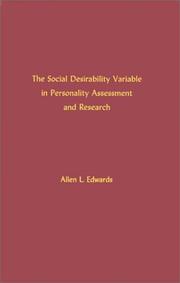 Cover of: The social desirability variable in personality assessment and research