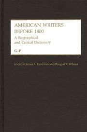 Cover of: American Writers Before 1800: A Biographical and Critical Dictionary Vol. 2, G-P (American Writers Before Eighteen Hundred)