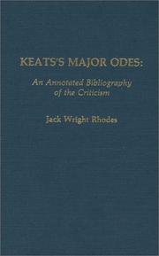 Cover of: Keats's major odes: an annotated bibliography of the criticism