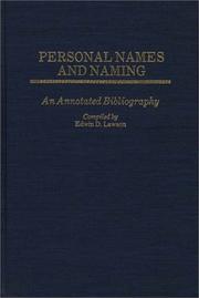 Cover of: Personal names and naming: an annotated bibliography