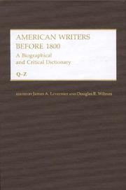 Cover of: American Writers Before 1800: A Biographical and Critical Dictionary Vol. 3, Q-Z (American Writers Before Eighteen Hundred)