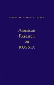 Cover of: American research on Russia by edited by Harold H. Fisher.