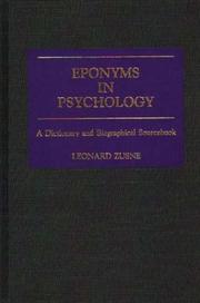 Cover of: Eponyms in psychology by Leonard Zusne