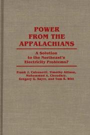 Cover of: Power From the Appalachians: A Solution to the Northeast's Electricity Problems? (Contributions in Economics and Economic History)