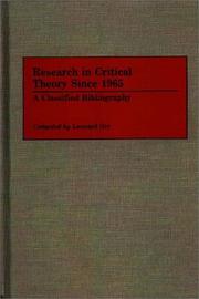Cover of: Research in critical theory since 1965: a classified bibliography