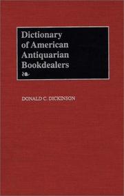 Cover of: Dictionary of American antiquarian bookdealers