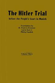 Cover of: The Hitler Trial: Vol. III: Before the People's Court in Munich