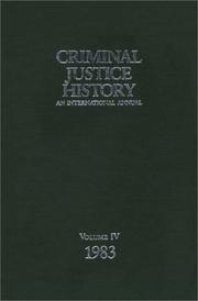 Cover of: Criminal Justice History: An International Annual; Volume 4, 1983 | Henry Cohen