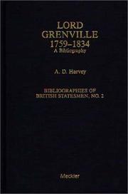 Cover of: Lord Grenville: A Bibliography (Bibliographies of British Statesmen)