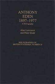 Cover of: Anthony Eden, 1897-1977: a bibliography