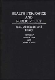 Cover of: Health Insurance and Public Policy: Risk, Allocation, and Equity (Contributions in Political Science)