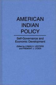 Cover of: American Indian Policy: Self-Governance and Economic Development (Contributions in Political Science)
