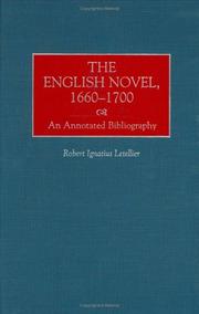 Cover of: The English Novel, 1660-1700 by Robert Ignatius Letellier