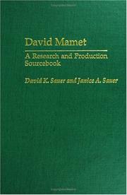 Cover of: David Mamet: a research and production sourcebook