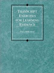Cover of: Transcript exercises for learning evidence