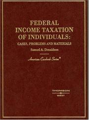 Cover of: Federal Income Taxation of Individuals by Samuel A. Donaldson