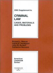 Cover of: 2003 Supplement to Criminal Law | Russell L. Weaver
