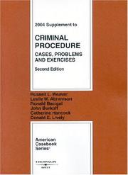 Cover of: 2004 Supplement to Criminal Procedure: Cases, Problems, and Exercises,  Second Edition