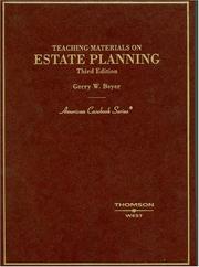 Cover of: Teaching Materials on Estate Planning