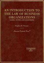Cover of: An introduction to the law of business organizations: cases, notes and questions