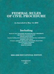 Cover of: Federal Rules of Civil Procedure 2005-2006 (Statutory Supplement)