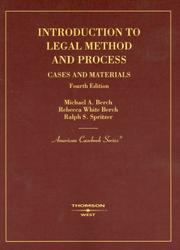 Cover of: Introduction to Legal Method And Process: Cases and Materials