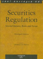 Cover of: Securities Regulation by Thomas Lee Hazen, David L. Ratner, Thomas Lee Hazen