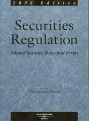 Cover of: Securities Regulation by Thomas Lee Hazen, David L. Ratner, Thomas Lee Hazen