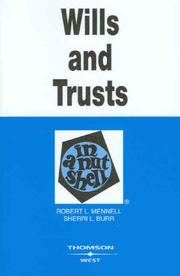 Cover of: Wills and Trusts in a Nutshell (Nutshell Series) | Robert L. Mennell