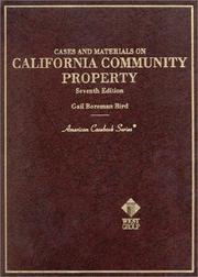 Cover of: Cases and materials on California community property