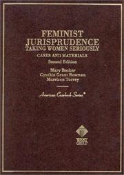 Cover of: Cases and materials on feminist jurisprudence by Mary Becker